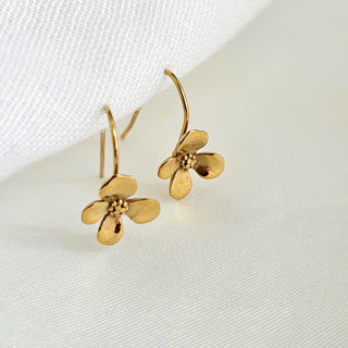 Tarnishfree Floral 18k Gold Threader earrings,dainty detailed gold flower earrings,gift for her