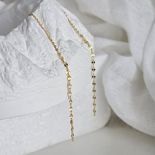 Etched Mirror chain threader earrings, 14k gold plated on sterling silver