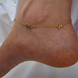 Tarnishfree ANKLETS Bow charm cubic zirconia link chain,18k gold adjustable link chain Anklets,waterproof jewellery, Gift for her,stacking