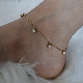 Tarnishfree ANKLETS Bow charm cubic zirconia link chain,18k gold adjustable link chain Anklets,waterproof jewellery, Gift for her,stacking