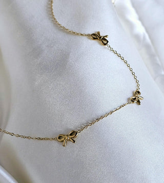 Tarnishfree ANKLETS Bow charm cubic zirconia link chain,18k gold adjustable link chain Anklets,waterproof jewellery, Gift for her,stacking