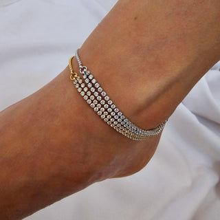 Tarnishfree Anklets double layered cubic zirconia chain,18k gold adjustable Anklets,waterproof jewellery,Gift for her,stacking