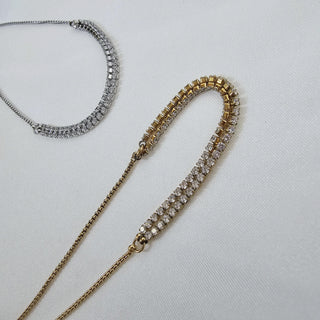 Tarnishfree Anklets double layered cubic zirconia chain,18k gold adjustable Anklets,waterproof jewellery,Gift for her,stacking