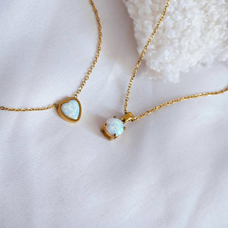 White Opal Tarnishfree 18k Gold Necklace,birthstone gift,Ausyralian Opal gemstone necklace,adjustable length link chain waterptoof necklace