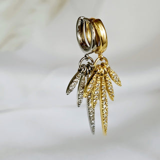 14K Gold sterling silver Hoop earrings,dangle drop cubic zirconia hoop earrings, Geometric hoop earrings