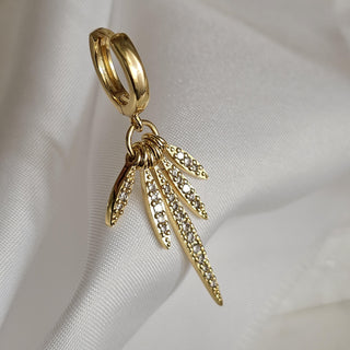 14K Gold sterling silver Hoop earrings,dangle drop cubic zirconia hoop earrings, Geometric hoop earrings