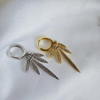 14K Gold sterling silver Hoop earrings,dangle drop cubic zirconia hoop earrings, Geometric hoop earrings