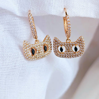 Owl Hoop earrings,14k gold Owl charm hoops,dangle drop lucky hoop earrings,quirky cubic zirconia bird earrings,gift for her