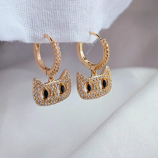 Owl Hoop earrings,14k gold Owl charm hoops,dangle drop lucky hoop earrings,quirky cubic zirconia bird earrings,gift for her