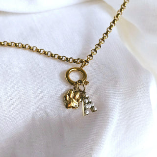 Initial Alphabet Pearl Letter charms 18K Gold Textured Letter necklace, symbol positivity,stacking pendant,waterproof,personalised jewellery