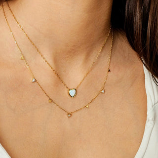 White Opal Tarnishfree 18k Gold Necklace,birthstone gift,Ausyralian Opal gemstone necklace,adjustable length link chain waterptoof necklace