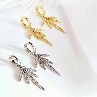 14K Gold sterling silver Hoop earrings,dangle drop cubic zirconia hoop earrings, Geometric hoop earrings