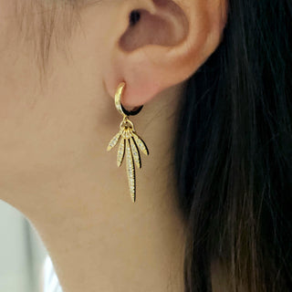 14K Gold sterling silver Hoop earrings,dangle drop cubic zirconia hoop earrings, Geometric hoop earrings