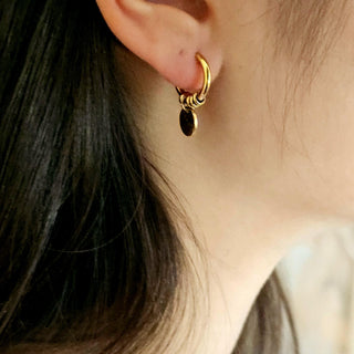 Detachable Charm Hoop Earrings in 18k gold pvd Waterproof tarnishfree ear stack Freshwater pearl hoops Coin disk charm, dangle drop earrring