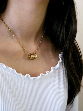 Birthstone Rings Stacker Charm Necklace, Choose your chain,coloured gem 18k gold personalize quirky customizable jewellery,gift for her