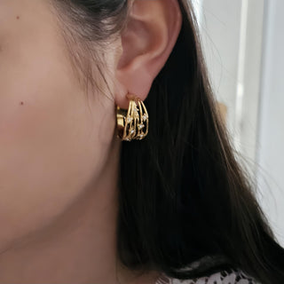 Cluster Hoop stud earrings,18k gold plated gift for her,Tarnishfree cubic zirconia hoop earrings,faux hoop stud earring,C Hoop stud earring