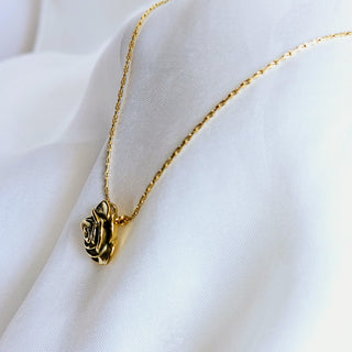 Rose pendant 18k Gold Tarnishfree pendant necklace, 3D floral gold pendant,love and friendship gift for her,dainty thin adjustable chain