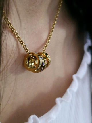 Birthstone Rings Stacker Charm Necklace, Choose your chain,coloured gem 18k gold personalize quirky customizable jewellery,gift for her