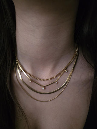 TarnishFree Premium 18k PVD Gold Triple Layered Necklace Snake and Curb Chain Essential Range Gift for her Adjustable multichain