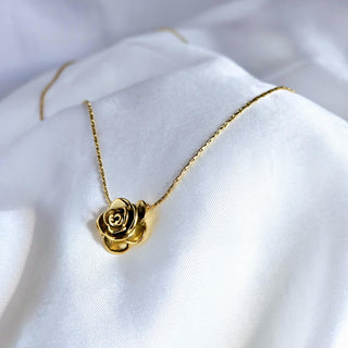 Rose pendant 18k Gold Tarnishfree pendant necklace, 3D floral gold pendant,love and friendship gift for her,dainty thin adjustable chain