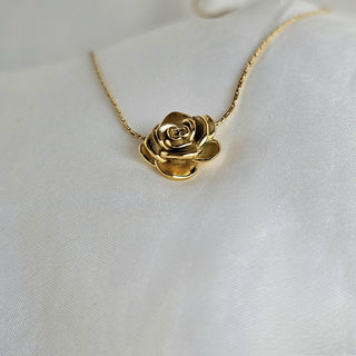 Rose pendant 18k Gold Tarnishfree pendant necklace, 3D floral gold pendant,love and friendship gift for her,dainty thin adjustable chain