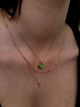 Tarnishfree 18K Gold plated Red Enamel Heart Pendant necklace,link chain adjustable necklace