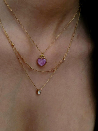 Tarnishfree 18K Gold plated Red Enamel Heart Pendant necklace,link chain adjustable necklace