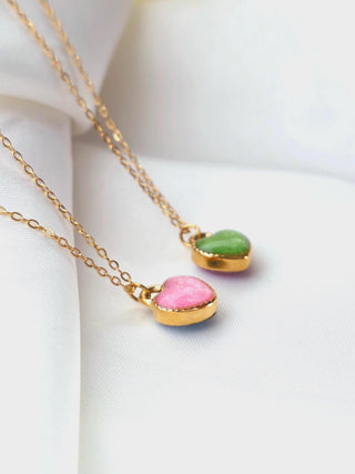 Tarnishfree 18K Gold plated Red Enamel Heart Pendant necklace,link chain adjustable necklace