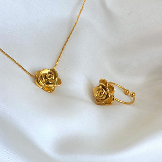 Tarnishfree 18k Gold plated Raised Rose ring, Floral adjustable gold ring,statement waterproof ring,gift for her
