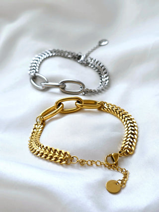 Chunky chain Tarnishfree Bold Link chain bracelet, adjustable 18k gokd and silver bracelet,waterproof tarnishfree jewellery