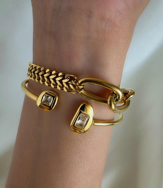 Chunky chain Tarnishfree Bold Link chain bracelet, adjustable 18k gokd and silver bracelet,waterproof tarnishfree jewellery