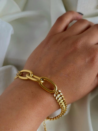 Chunky chain Tarnishfree Bold Link chain bracelet, adjustable 18k gokd and silver bracelet,waterproof tarnishfree jewellery