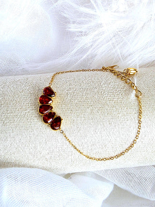 Pomegranate Seed 18k Gold filled Stainless steel bracelet,Garnet Red Gem adjustable chain bracelet,dainty gold bracelets,fruit jewellery