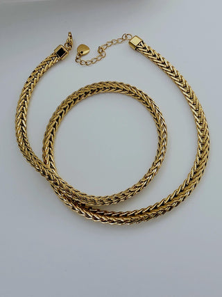 Thick Herringbone woven Chain 18K Gold Necklace,Tarnishfree chunky chain choker Necklace,waterproof jewelery,dailywear gold necklace,