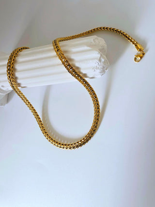 Thick Herringbone woven Chain 18K Gold Necklace,Tarnishfree chunky chain choker Necklace,waterproof jewelery,dailywear gold necklace,