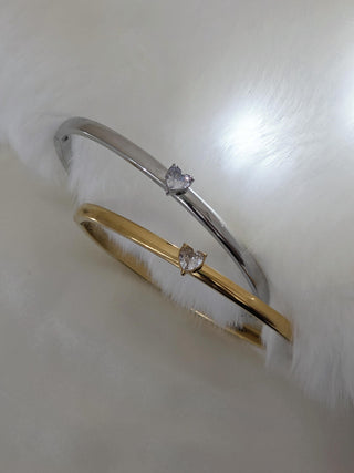 Gem Heart hinged bracelet Sterling Silver 18K Gold plated bangle bracelet,hinged cubic zirconia bangle bracelet,waterproof jewellery