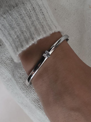 Gem Heart hinged bracelet Sterling Silver 18K Gold plated bangle bracelet,hinged cubic zirconia bangle bracelet,waterproof jewellery