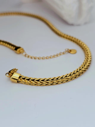 Thick Herringbone woven Chain 18K Gold Necklace,Tarnishfree chunky chain choker Necklace,waterproof jewelery,dailywear gold necklace,