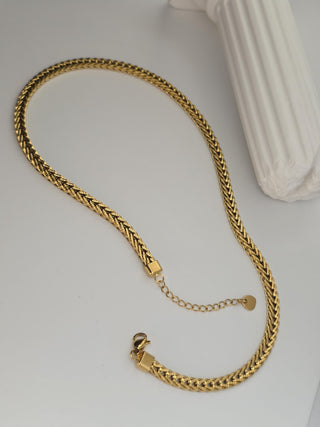 Thick Herringbone woven Chain 18K Gold Necklace,Tarnishfree chunky chain choker Necklace,waterproof jewelery,dailywear gold necklace,