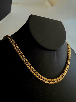 Thick Herringbone woven Chain 18K Gold Necklace,Tarnishfree chunky chain choker Necklace,waterproof jewelery,dailywear gold necklace,