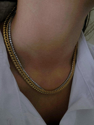 Thick Herringbone woven Chain 18K Gold Necklace,Tarnishfree chunky chain choker Necklace,waterproof jewelery,dailywear gold necklace,