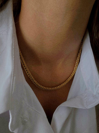 Thick Herringbone woven Chain 18K Gold Necklace,Tarnishfree chunky chain choker Necklace,waterproof jewelery,dailywear gold necklace,