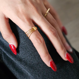 Multi band dainty gold ring 18k gold,waterproof gold ring jewellery,stacking rings hack,textured Slim Gold Ring Set, Everyday