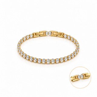 Oval cut CZ Tennis Bracelet Detachable Extender 18K Gold