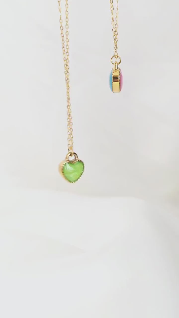 Tarnishfree 18K Gold plated Red Enamel Heart Pendant necklace,link chain adjustable necklace