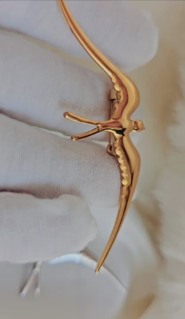 Swallow Bird Brooch pin,bird lapel Pin,coat accessories,quirky accessories 16k Gold Silver Bird Brooch,hope good luck gift,unisex gift