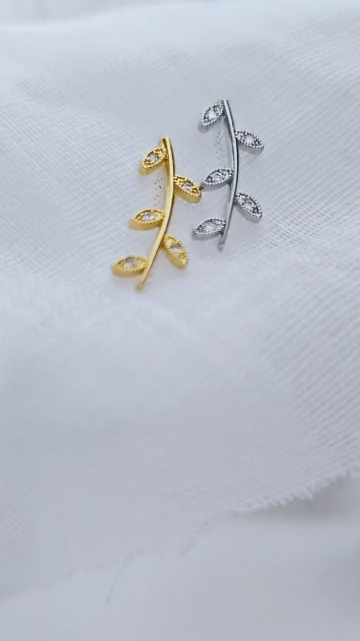 18K Gold Sterling silver Climbers threader earrings