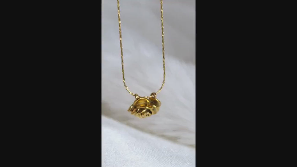 Rose pendant 18k Gold Tarnishfree pendant necklace, 3D floral gold pendant,love and friendship gift for her,dainty thin adjustable chain