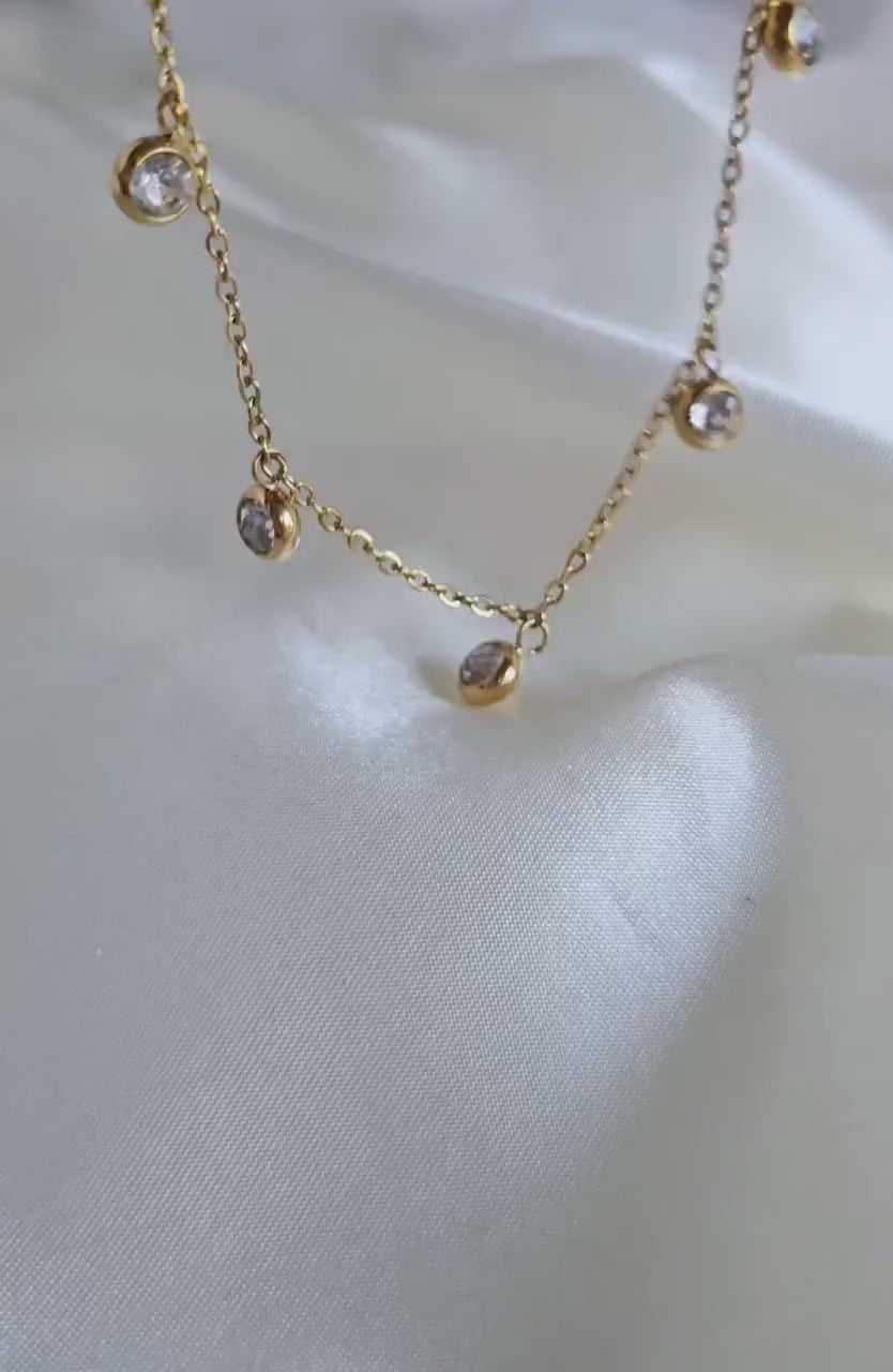 Tarnishfree ANKLETS Bow charm cubic zirconia link chain,18k gold adjustable link chain Anklets,waterproof jewellery, Gift for her,stacking