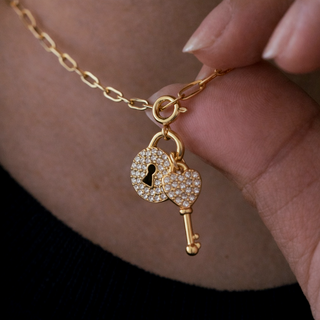 Lock & Key CZ Pave set of Charms- Detachable